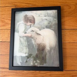 Framed Art of Child with Sheep